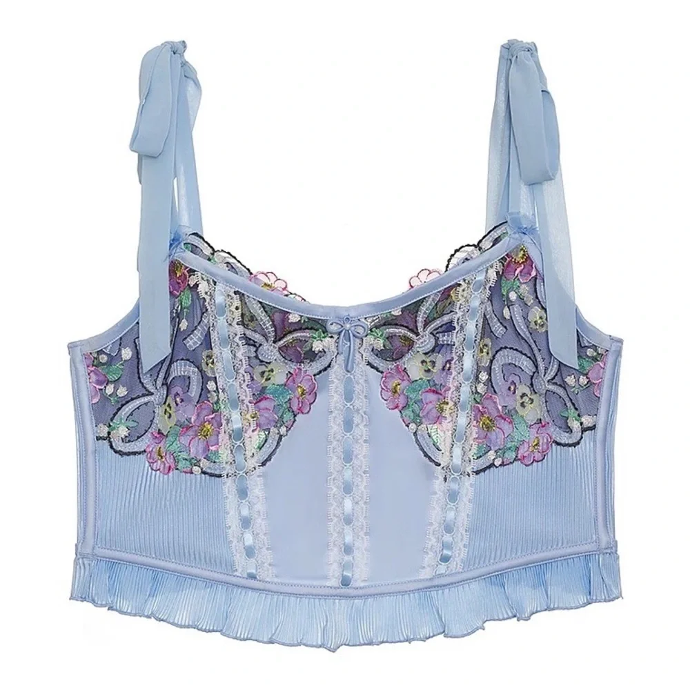 For Love And Lemons Louise Bustier Medium Blue NEW - Picture 4 of 4